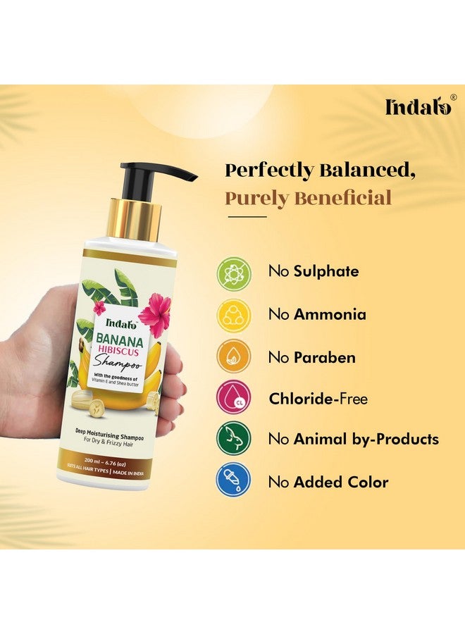 Indalo Banana Hibiscus Shampoo for Smooth and Shiny Hair Flaunts | Sulphate Free, Silicone Free (200ml) - Image 2