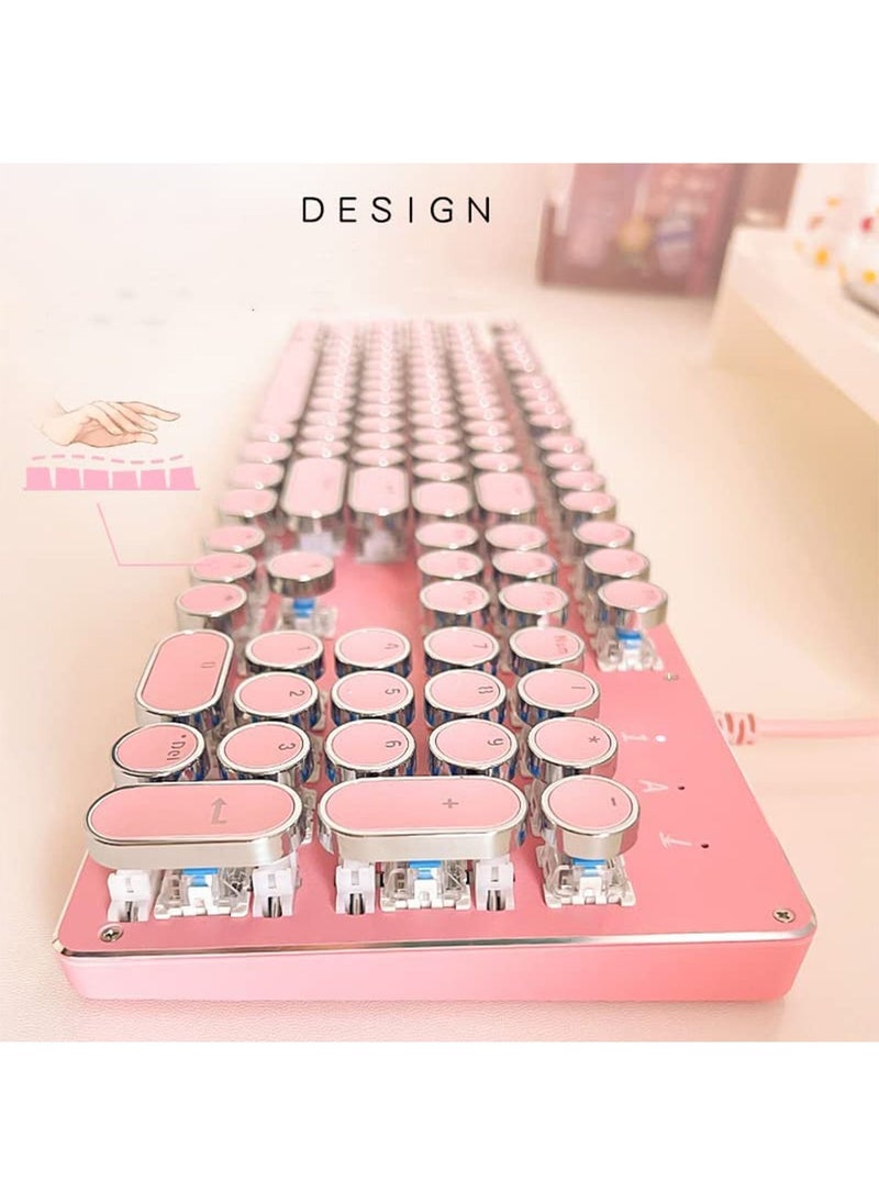 LIMOS - Gaming Wire Keyboard with Mouse set Retro Punk Typewriter Style White Backlight USB Stylish Mechanical Keyboard - Image 1
