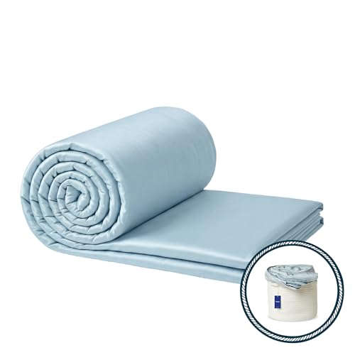 Vesta Washable Silk Lightweight Comforter Cooling Blanket for Hot Sleepers 100 Long Staple Mulberry Silk Moisture Thermal Control for Summer Use Skyline Blue KingCal King 104 X 90 - Image 1