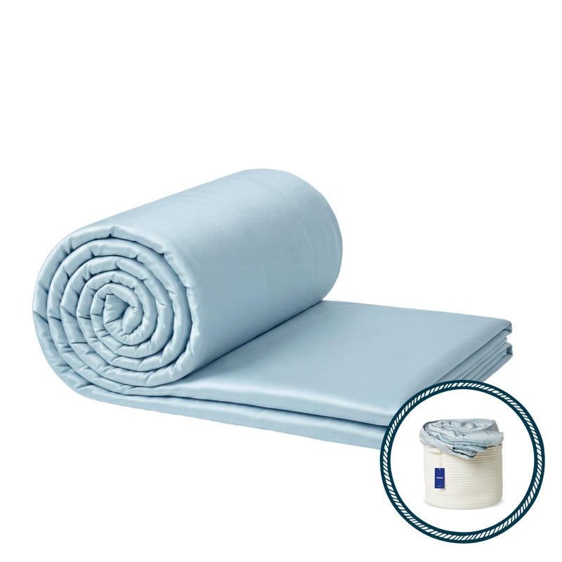 Vesta Washable Silk Lightweight Comforter Cooling Blanket for Hot Sleepers 100 Long Staple Mulberry Silk Moisture Thermal Control for Summer Use Skyline Blue KingCal King 104 X 90 - Image 2