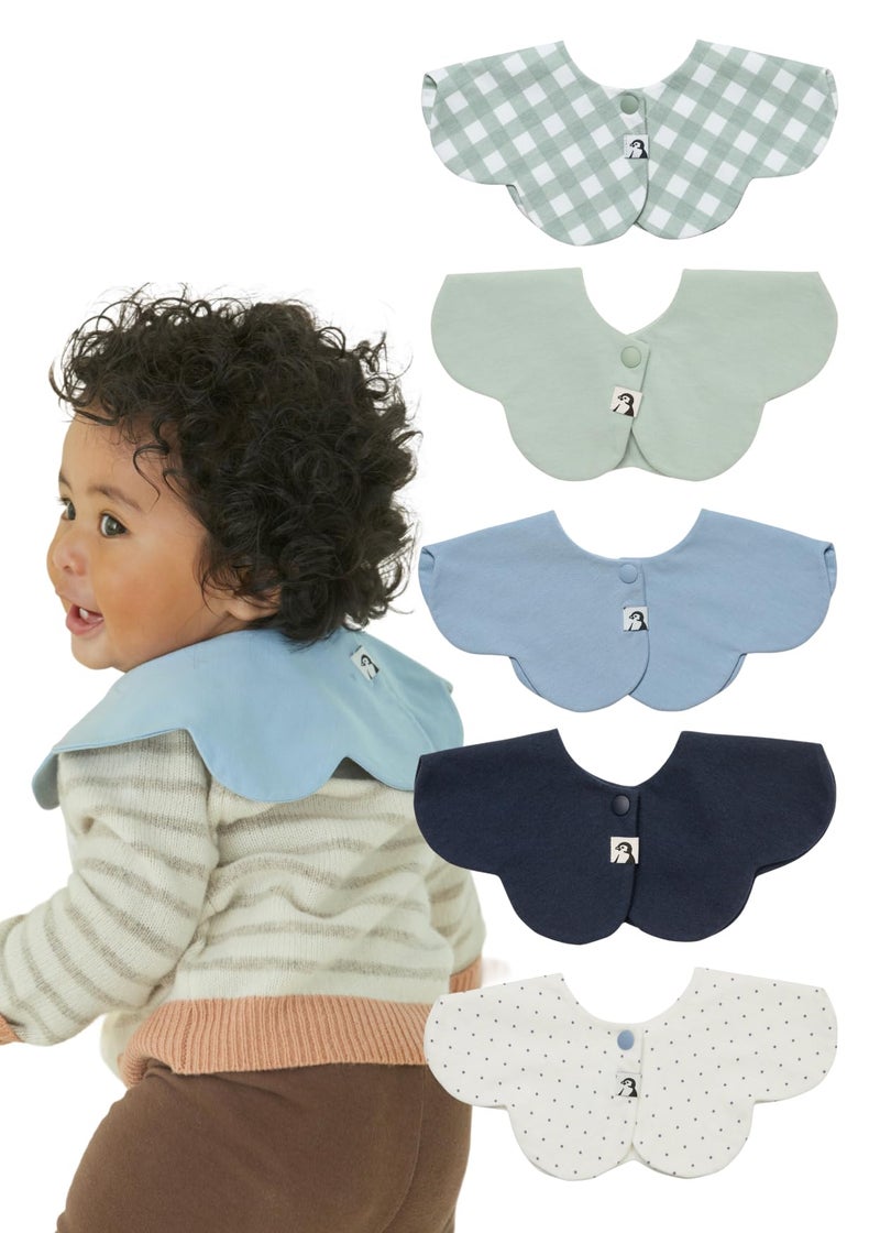 Konny Baby Bibs 5-Pack, 360â€‹â€‹Â° Rotate, New Year Gifts, Soft and Absorbent Bandana Drooling for Boys Girls baby Essentials(Set 2 - Mint, Navy, Blue Dot, Blue, Sage Gingham) - Image 1