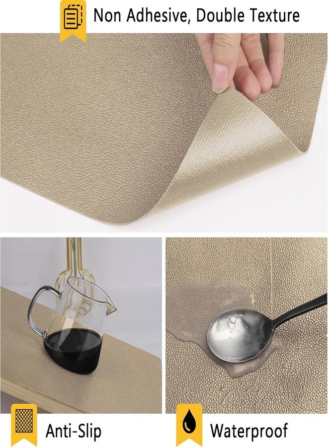 WochiTV Shelf Liner for Cabinets, Drawer Non Adhesive Non Slip Foam Mat for Kitchen, Pantry, Bathroom, Cupboard, Garage, Closet, Shelves, Drawer, Tool Box, Tan 11.8 x 59 inches - Image 2