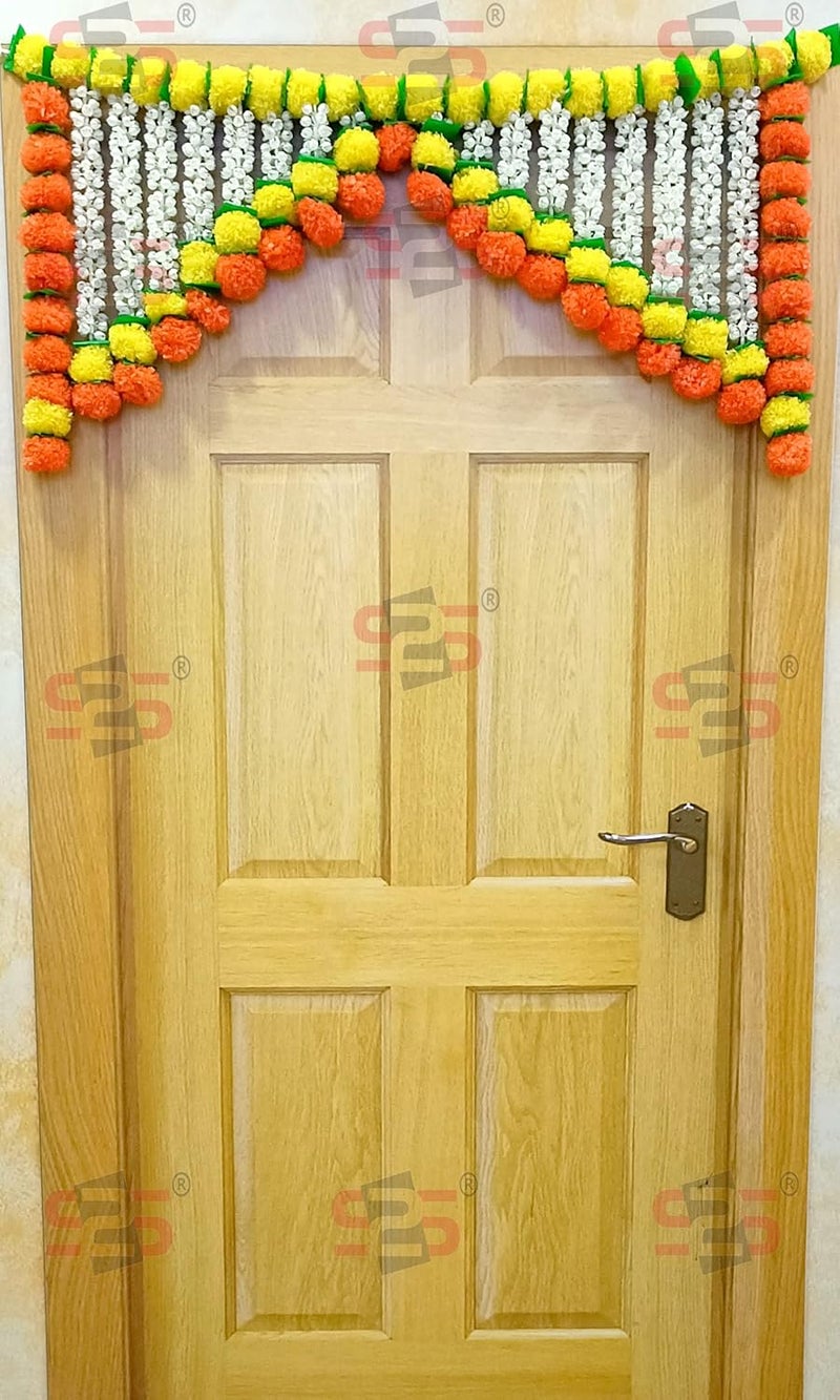 S2S Artificial Mogra Flowers I Heavy Door Hanging Toran I Bandhanwar For All Festivals Decoration Length 40 Inch Metallic - Image 2