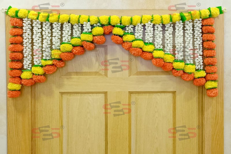 S2S Artificial Mogra Flowers I Heavy Door Hanging Toran I Bandhanwar For All Festivals Decoration Length 40 Inch Metallic - Image 4