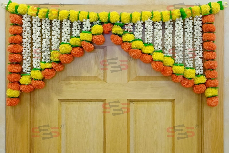 S2S Artificial Mogra Flowers I Heavy Door Hanging Toran I Bandhanwar For All Festivals Decoration Length 40 Inch Metallic - Image 1