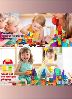 PEAKY KIDS 107 pcs magnetic tiles for kids,  stem approved educational magnetic blocks, 3d montessori toys for boys girls, constructing structures shapes building sets for brain activity & creativity  - Image 3