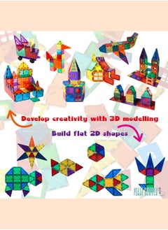 PEAKY KIDS 107 pcs magnetic tiles for kids,  stem approved educational magnetic blocks, 3d montessori toys for boys girls, constructing structures shapes building sets for brain activity & creativity  - Image 2