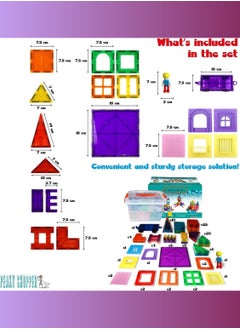PEAKY KIDS 107 pcs magnetic tiles for kids,  stem approved educational magnetic blocks, 3d montessori toys for boys girls, constructing structures shapes building sets for brain activity & creativity  - Image 4