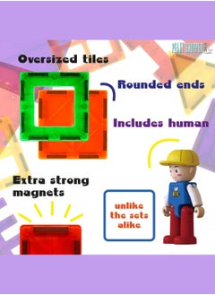 PEAKY KIDS 107 pcs magnetic tiles for kids,  stem approved educational magnetic blocks, 3d montessori toys for boys girls, constructing structures shapes building sets for brain activity & creativity  - Image 5