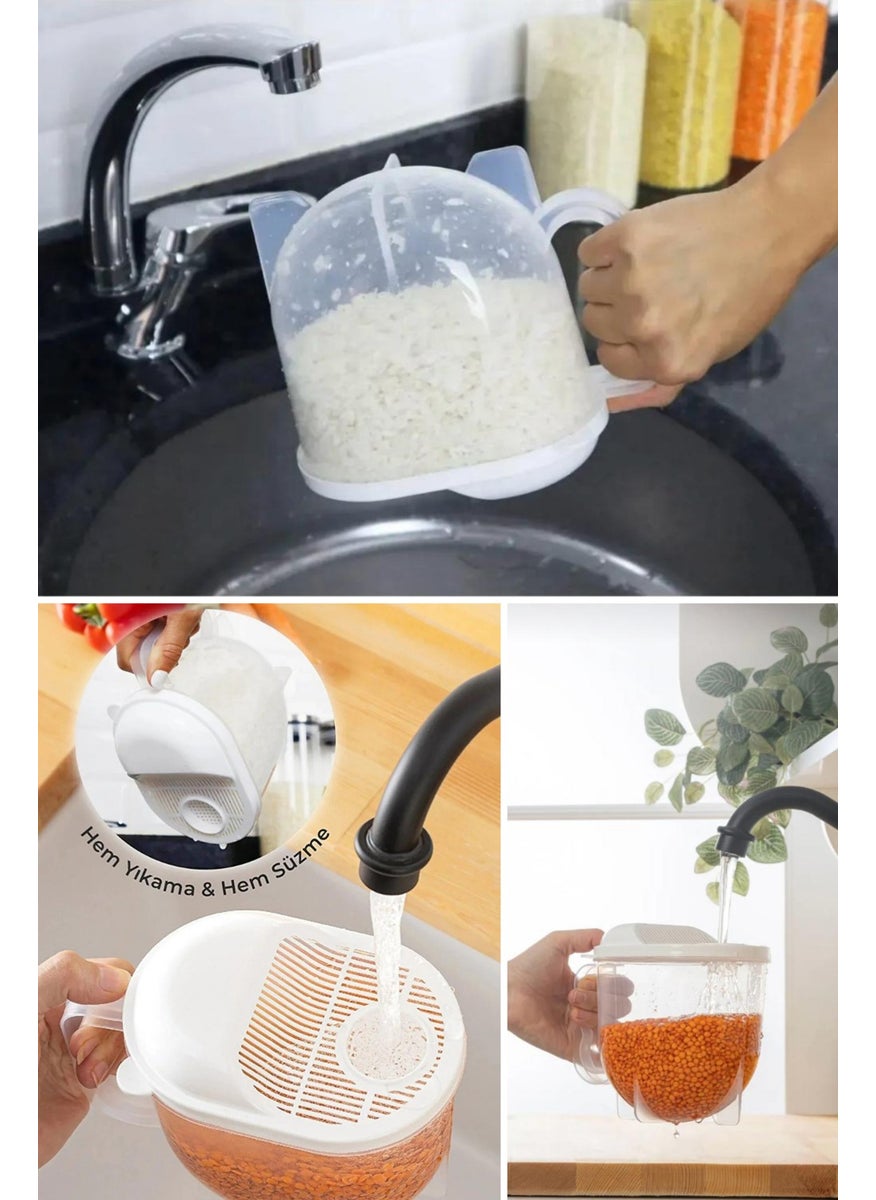Piev Practical Measured Washing Strained Pulses Rice Strainer 1 Lt  - Image 1
