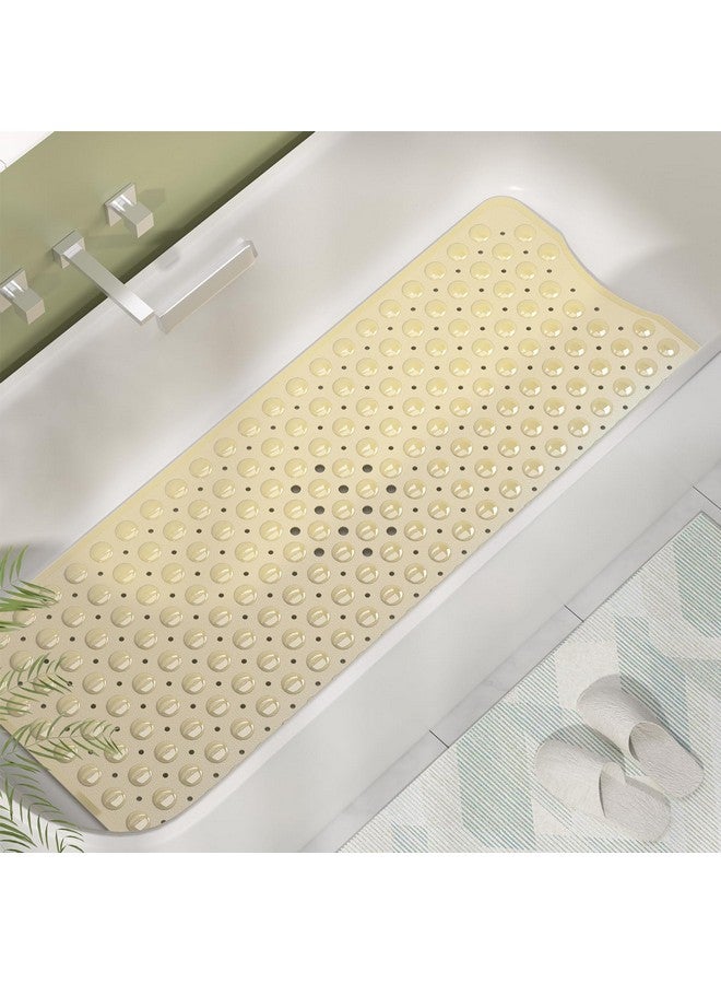 AmazerBath Shower Mat Non Slip 40 x 16 Inches, Shower Stall Mats with Suction Cups and Drain Holes, Non Slip Bath Mat for Tub for Elderly & Kids, Beige - Image 2