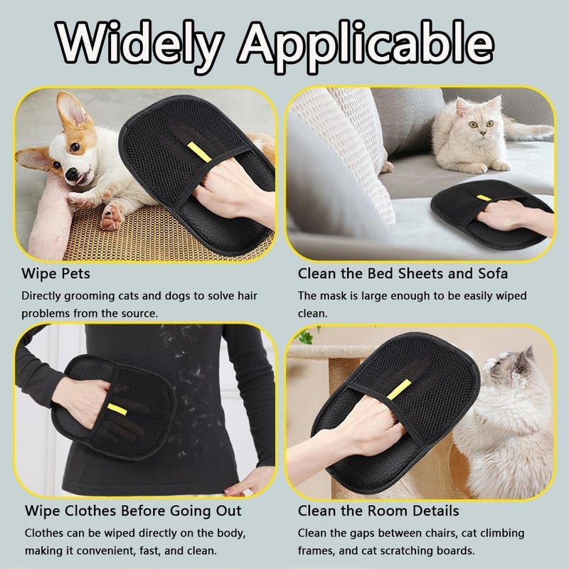 Orrda Cat Hair Remover Gloves | Reusable Pet Shedding Cat Dog Electrostatic Hair Remover Grooming Glove Tool for Couch, Clothes, Car, Carpet, Bed, Furniture (1 Psc_Black) - Image 3