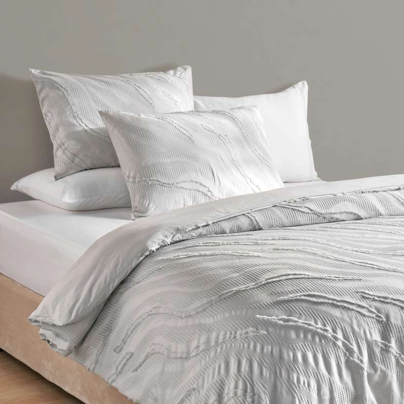Pan Home طقم غطاء لحاف سوبر كينج 3 قطع من جاكار برس 260x220 سم - رمادي - Image 1