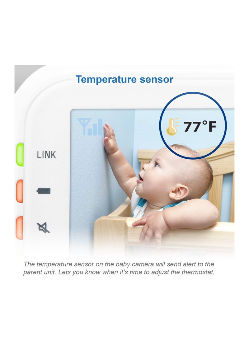 vtech - VTech Video Baby Monitor with 1000ft Long Range, Auto Night Vision, 2.8” Screen, 2-Way Audio Talk, Temperature Sensor, Power Saving Mode, Lullabies and Wall-mountable Camera with bracket - Image 1