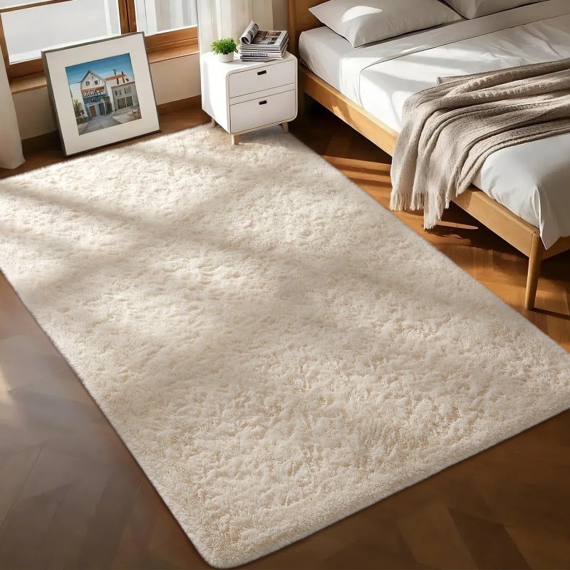 Ophanie Rugs for Living Room, Upgrade Non-Slip Fluffy Soft 5x8 Area Rug, Shag Large Fuzzy Plush Carpets for Bedroom Ivory, Shaggy Kids Boys Girls Dorm Nursery Home Decor Aesthetic - Image 5
