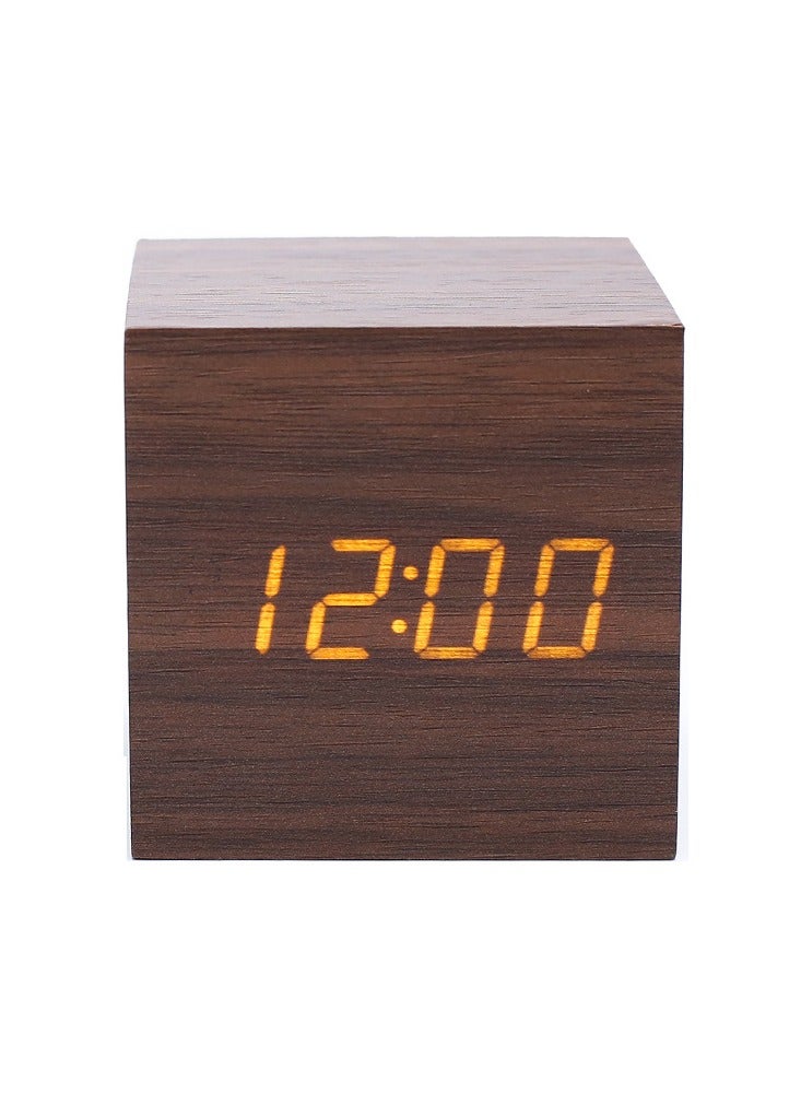 Minimalist Wooden LED Alarm Clock - Voice Control Night Light Desk Clock for Students & Kids | Silent Bedroom Digital Clock  - Image 1