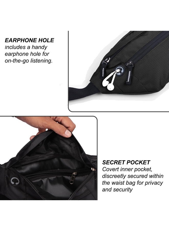 NABAAT Waist Bag for Men and Women Fanny Pack with 4 Zipper Pocket Travel Chest Pouch Passport Belt Bag Money Pocket Bag with Key Holder - (Black, WB-BLK-1) - Image 5