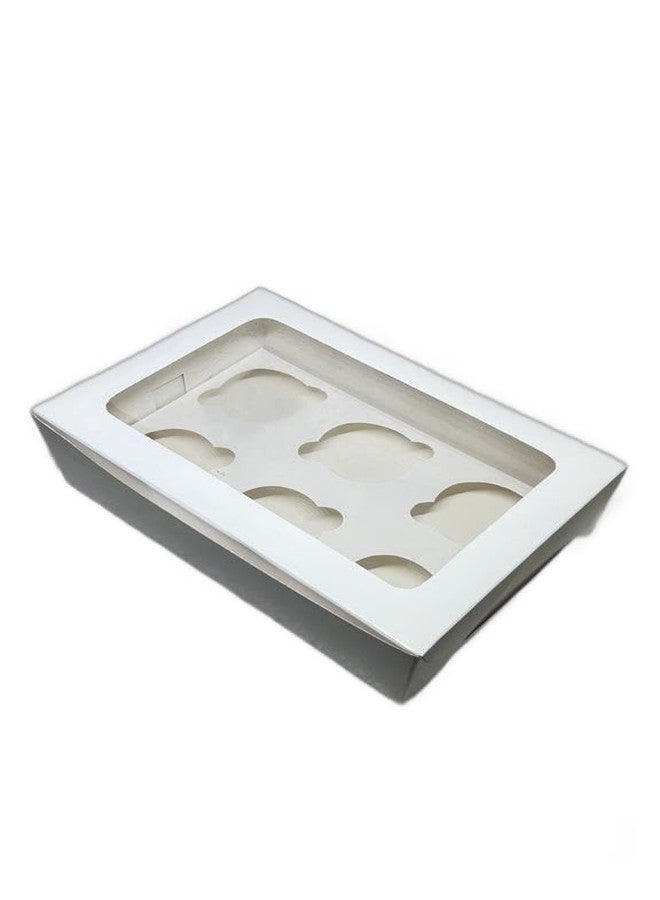 Baekence Cupcake boxes for 6 White plain Color, Pack of 40 pcs - Image 1