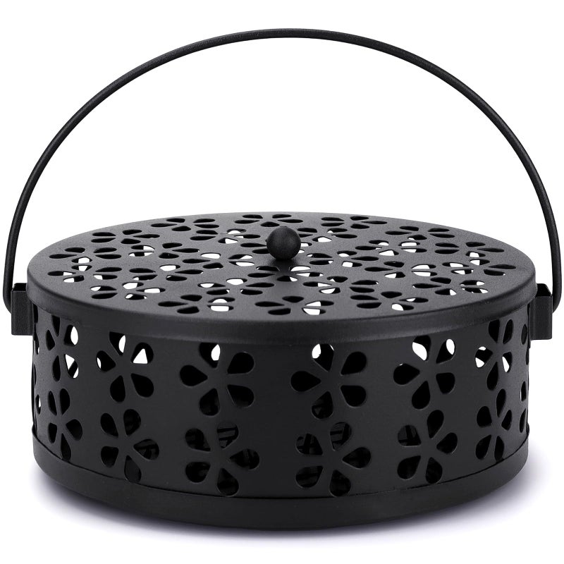 MEADAY Mosquito Coil Holder Indoor Outdoor Portable Incense Coil Burner for Patio Camping (Black) - Image 1