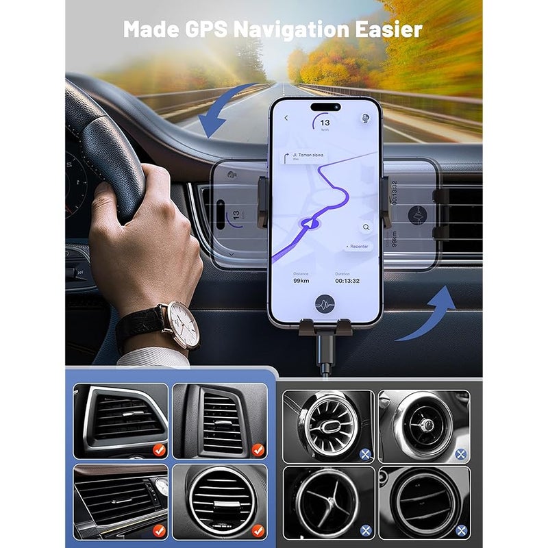 MOKPR Wireless Car Charger, Auto-Clamping Car Mount 15W/10W/7.5W Fast Charging Air Vent Car Phone Mount Compatible with iPhone 15/14/13/13 Pro/12 Pro Max/12 pro/12/11/10 Series, Samsung Galaxy Series - Image 4