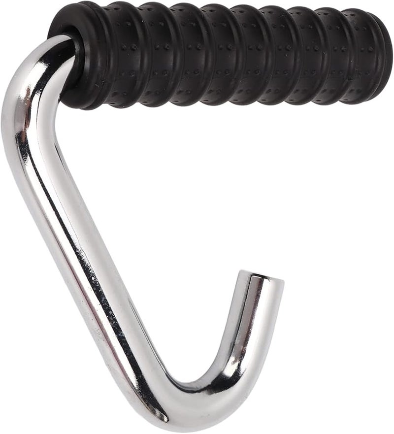 Silver Iron C Shaped Universal Rubber Pull Bar Handle Grip for Cable Exercise Home Gym Workouts - Image 5