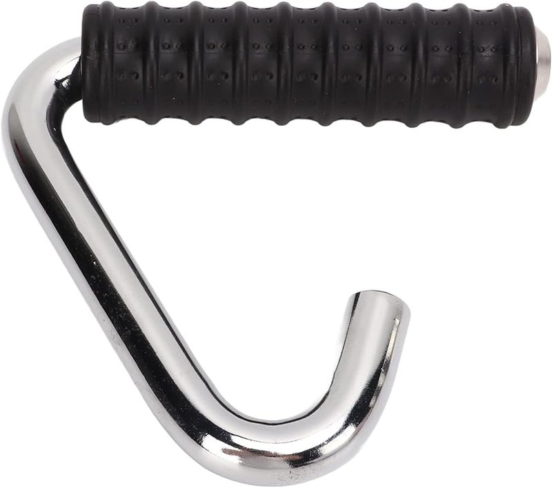 Silver Iron C Shaped Universal Rubber Pull Bar Handle Grip for Cable Exercise Home Gym Workouts - Image 2