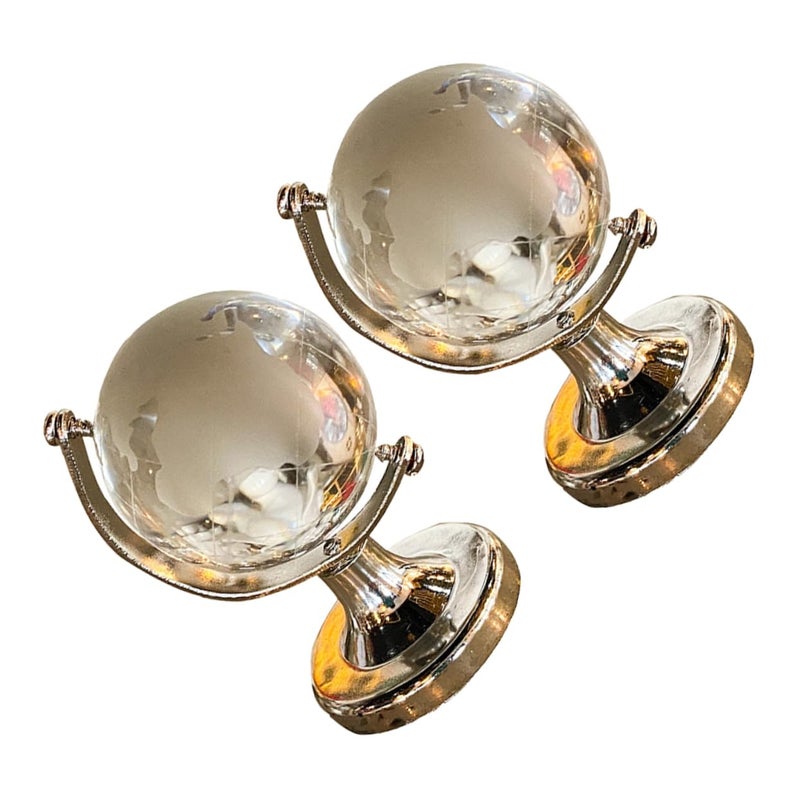 2Pcs Mini Crystal Globe Decor Transparent Smooth Touch Compact Home Office Ornaments - Image 2