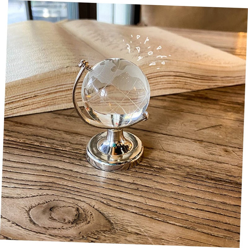 2Pcs Mini Crystal Globe Decor Transparent Smooth Touch Compact Home Office Ornaments - Image 5