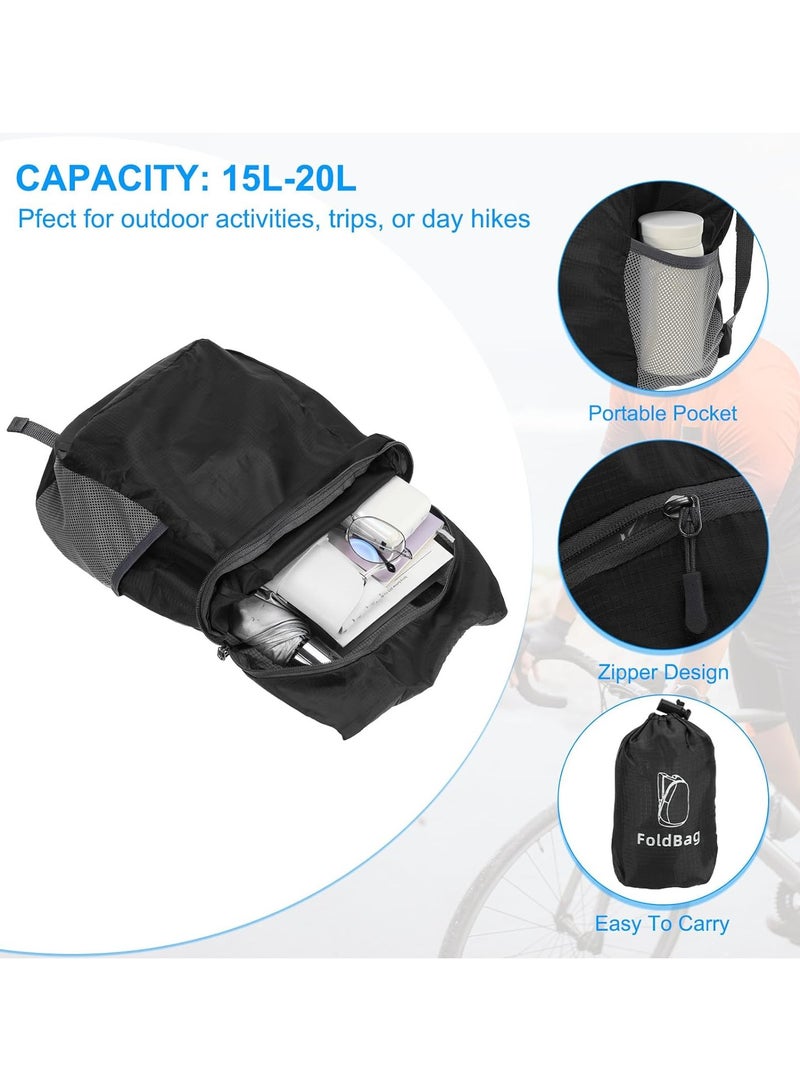 PATIKIL Hiking Backpack, 10L Packable Lightweight Backpack Daypack Small Foldable Outdoor Camping Cycling Backpacking Shoulder Bag, Black  - Image 3