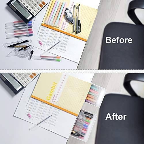 YOOUSOO 2 Pack Under Desk Storage Drawer Organizer, Hidden Slide Out Drawer Attachment, with Self - Adhesive Feature for Desktop and Table Organization, Hidden Under Desk - Image 4