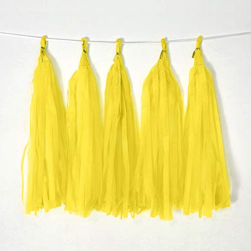 binpeng Bining Tissue Paper Tassel DIY Hanging paper decorations Party Garland Decor for Party Decorations Wedding,Festival,Baby Shower Decoration 20PCS (yellow 25cm 20pcs) - Image 1