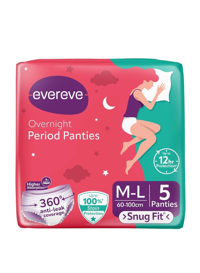 Evereve Ultra Absorbent Disposable Period Panties, M-L, 5's Pack, 0% Leaks, Sanitary protection for women & Girls, Maternity Delivery Pads, 360 Protection - Image 1