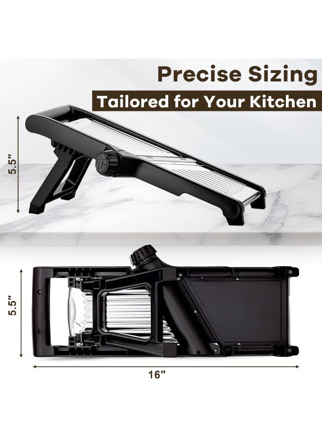 Bukela Mandoline Slicer, Adjustable Stainless Steel Food Slicer, for Kitchen Vegetable Slicer Onion Potato Fruit French Fry Cutter Potato Chip Julienne Slicer with Cut Resistant Gloves - Image 4