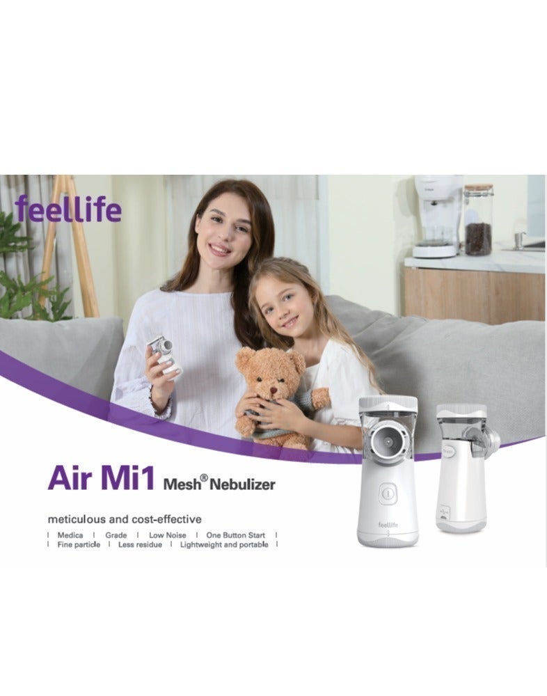 فيل لايف جهاز استنشاق وتبخير محمول Air Mi 1 من فيل لايف (Feellife) - جهاز نيبولايزر شبكي طبي متنقل لعلاج الأزمات التنفسية والربو للكبار والأطفال مع وصلة USB وحقيبة تخزين - Image 4