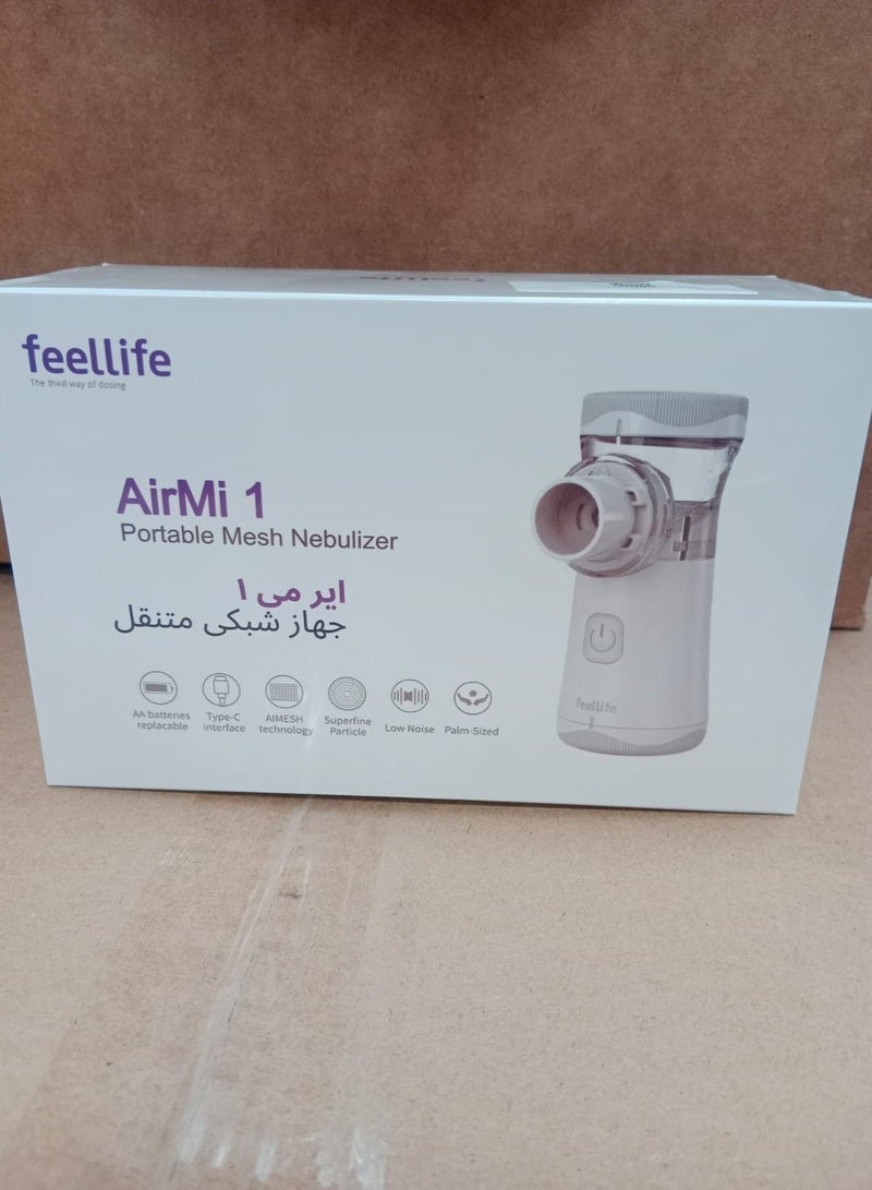 Feellife Air Mi 1 Portable Mesh Nebulizer for Kids and Adults - Handheld Inhaler Machine for Breathing Problems, Silent Ultrasonic Nebuliser with USB Cable and Carrying Pouch - Image 1
