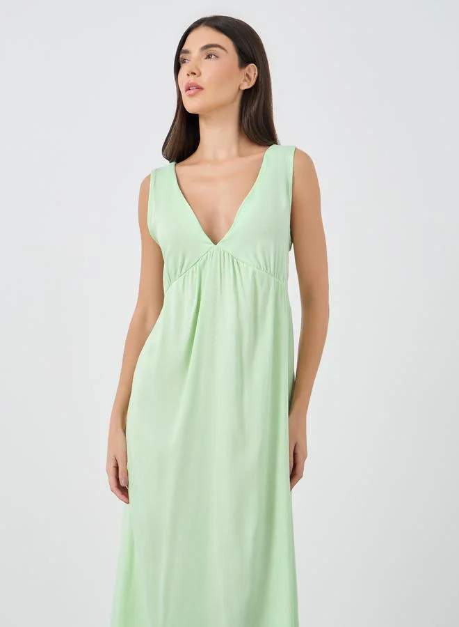 ستايلي Styli Textured V-Neck Sleeveless Nightdress