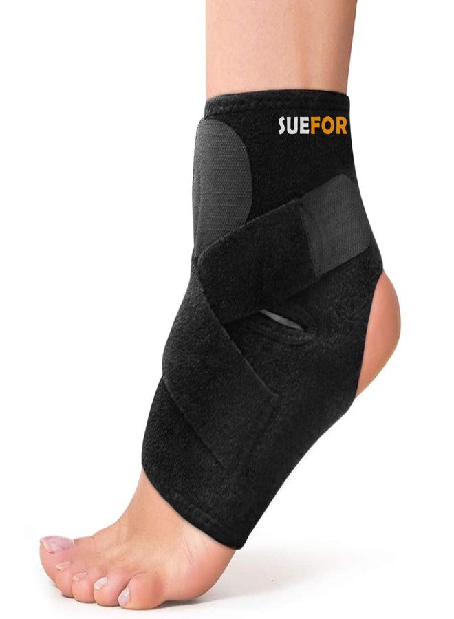 SUEFOR دعامة ضغط ممتازة للكاحل، دعامة دعم قابلة للتعديل للعناية بالقدم، والالتواء، والإصابات، والتورم، وتخفيف الألم، دعامة للكاحل للرجال والنساء (عبوة من قطعة واحدة) - Image 1