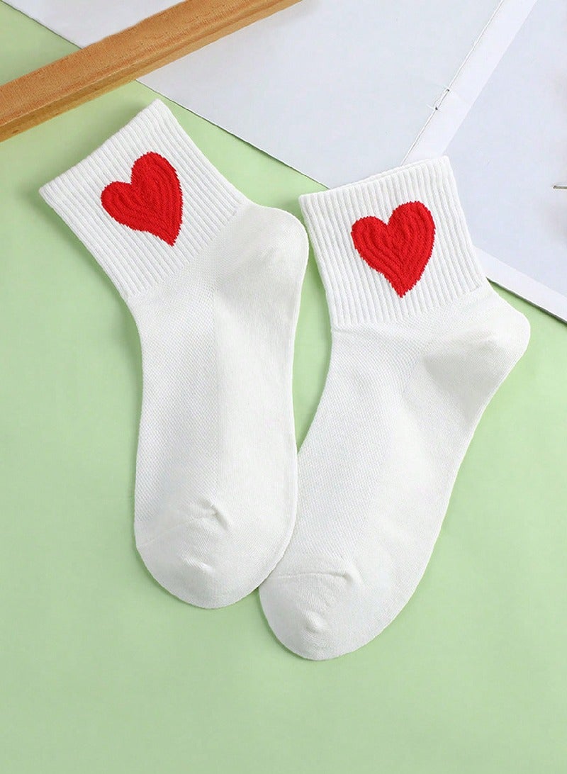1 Pair Simple Love Heart Crew Socks Casual Cute Short socks Fashion Ankle Socks for Girl Women 