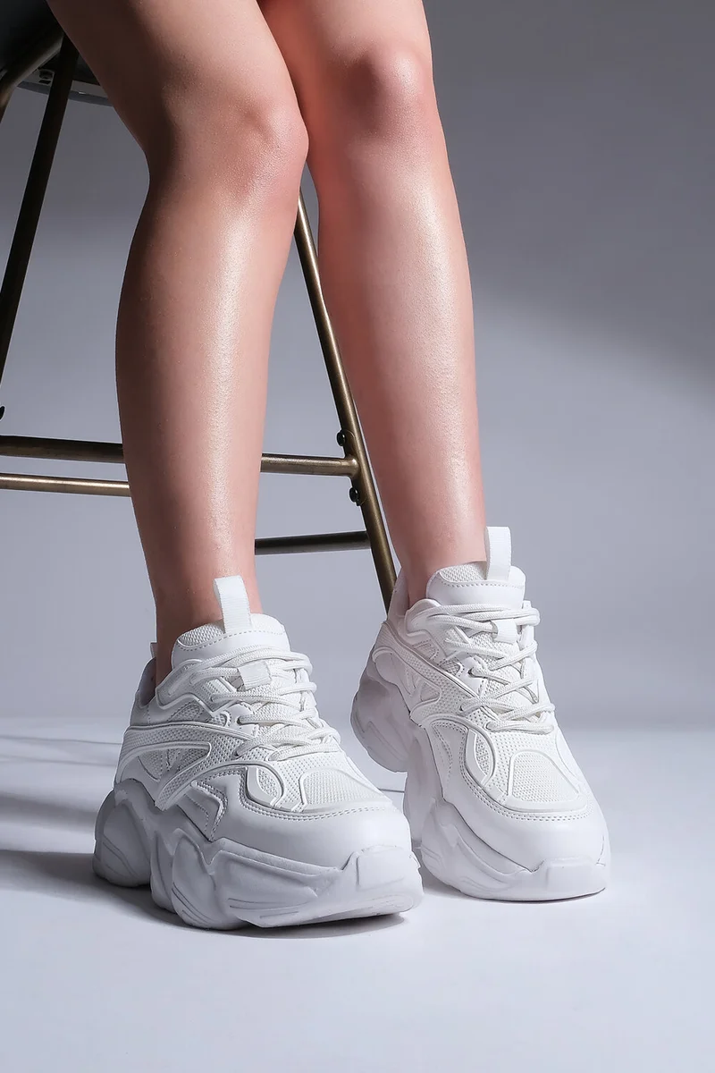 MARJIN Margin Women's Sneaker High Sole Lace-Up Sports Shoes Litan
