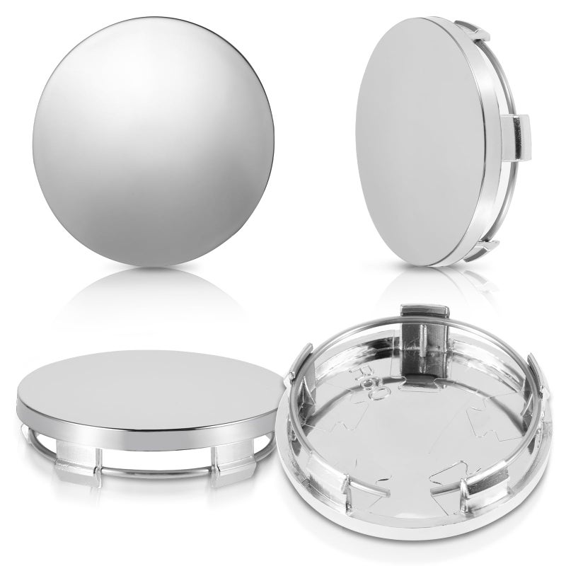 AOZUO 4 Pcs Hub Caps 60mm Wheel Center Caps Rim Hub Replacement Center Covers Universal ABS Snap in Wheel Center Hubcaps Plastic Polished Surface for Rims Most Cars Car Accessory Wheel Hubs Silver - Image 3