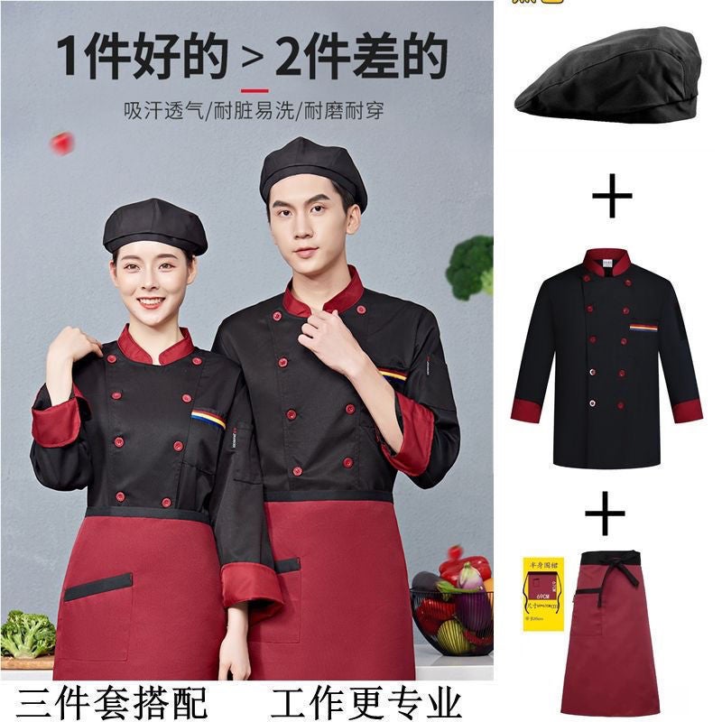 Chef Clothes Quick Hair Chef Work Clothes Long Sleeve Kitchen Canteen Dining Chef Men And Women Suit - Image 4