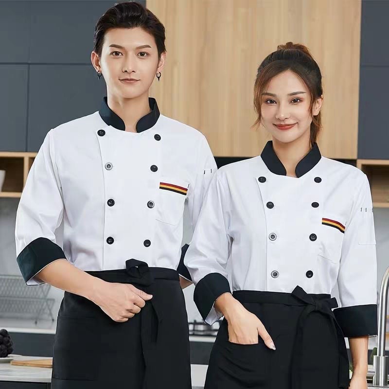 Chef Clothes Quick Hair Chef Work Clothes Long Sleeve Kitchen Canteen Dining Chef Men And Women Suit - Image 5