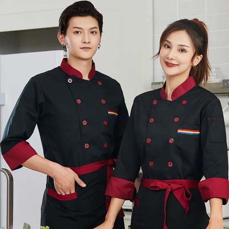 Chef Clothes Quick Hair Chef Work Clothes Long Sleeve Kitchen Canteen Dining Chef Men And Women Suit - Image 3