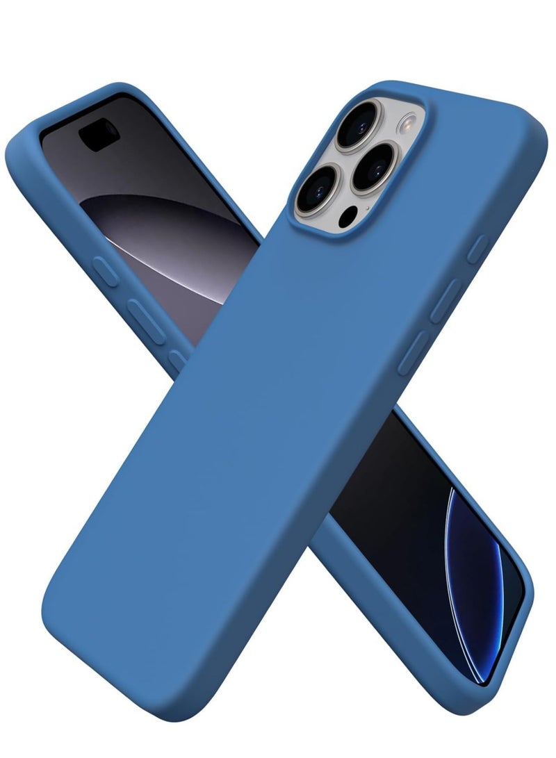 حافظة سائلة جديدة من السيليكون الناعم لجهاز iPhone 16 Pro Max - حماية كاملة من الصدمات مع تشطيب غير لامع وبطانة ناعمة من الألياف الدقيقة (أزرق كوبالت) - Image 1