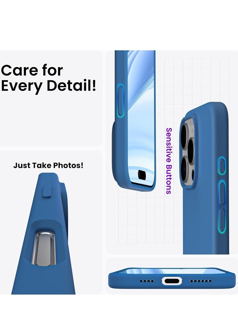 حافظة سائلة جديدة من السيليكون الناعم لجهاز iPhone 16 Pro Max - حماية كاملة من الصدمات مع تشطيب غير لامع وبطانة ناعمة من الألياف الدقيقة (أزرق كوبالت) - Image 5