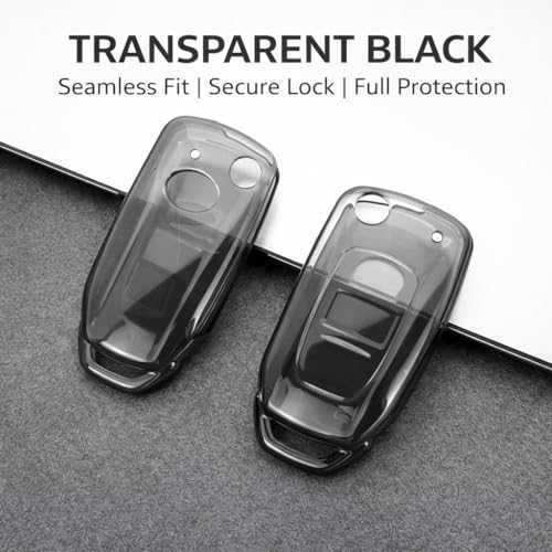 JVCV® Soft TPU Transparent Black Key Cover Compatible with Tata Curvv Tiago Tigor Punch Nexon Zest Bolt Safari Storme Flip Key | Shockproof Anti-Scratch Slim Fit Case (with Keychain - Style A) - Image 3