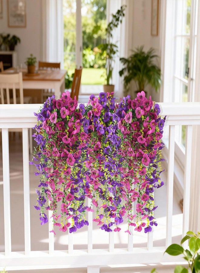 ZFProcess Fake Artificial Flowers for Outdoors, 4 Pcs Faux Hanging Pansy Flowers Spring Summer Decor, UV Resistant No Fade Fake Plants Silk Flower for Planter Front Door Porch Patio Yard Garden(Purple Rose Red) - Image 4