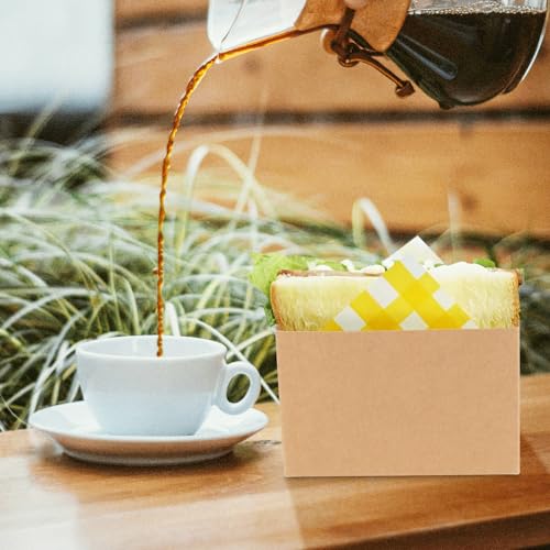 Cyblinia 50 Pcs Sandwich Paper Boxes Take Out Food Containers Kraft Sandwich Packaging Boxes Toast Holding Bread Tray for Restaurant, Picnic and Party - Image 3