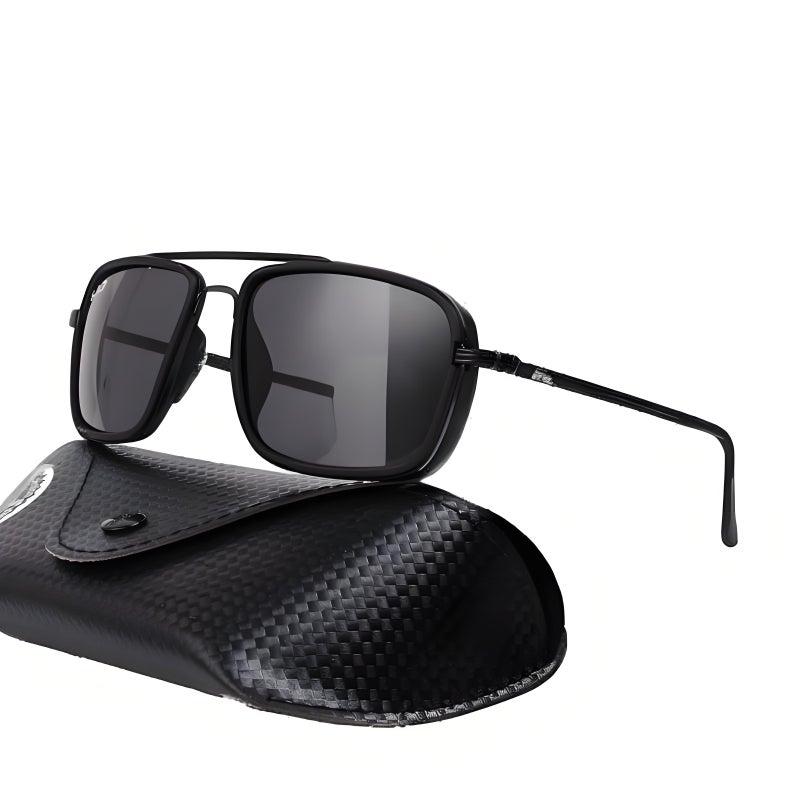 Police RB Men's Cycling Glasses Fashion Men's Sunglasses Metal High-end Sunglasses Black Frame with UV Lenses - Image 1