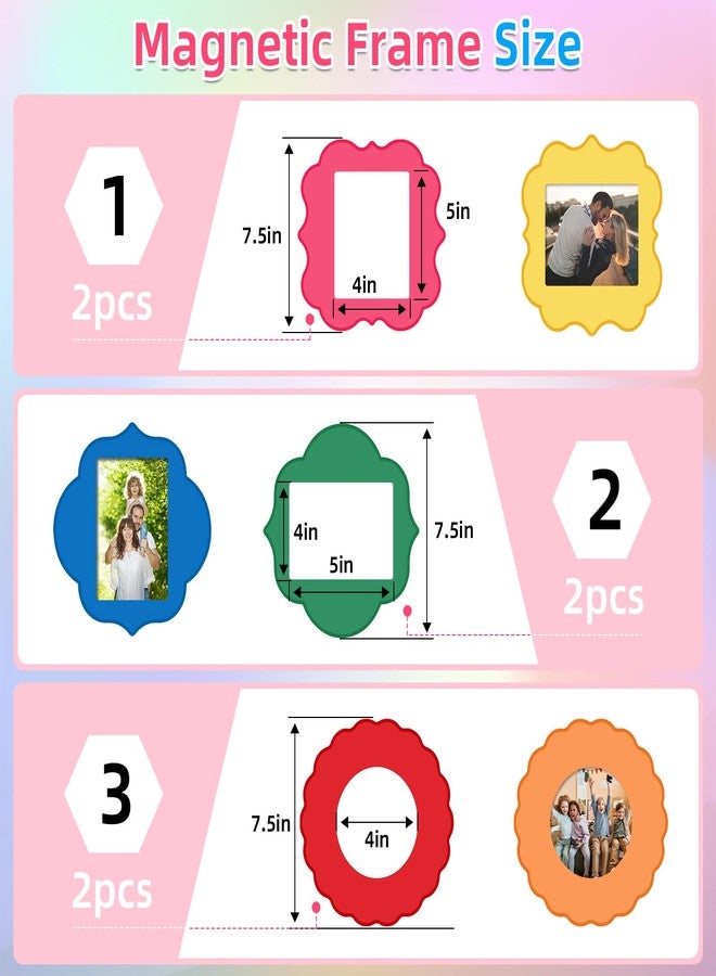 كينغدير مجموعة إطارات صور مغناطيسية من كينجدر، 6 قطع، مقاس 4 × 5 بوصة، إطارات صور مغناطيسية ملونة قابلة لإعادة الاستخدام للثلاجة بحواف مموجة، مغناطيسات ثلاجة للصور مناسبة للمنزل والمدرسة والمكتب - Image 3
